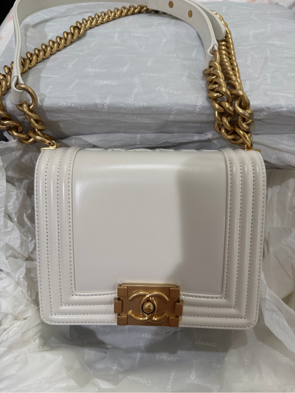 CHANEL Reverso Square Boy Flap Bag Smooth Calfskin